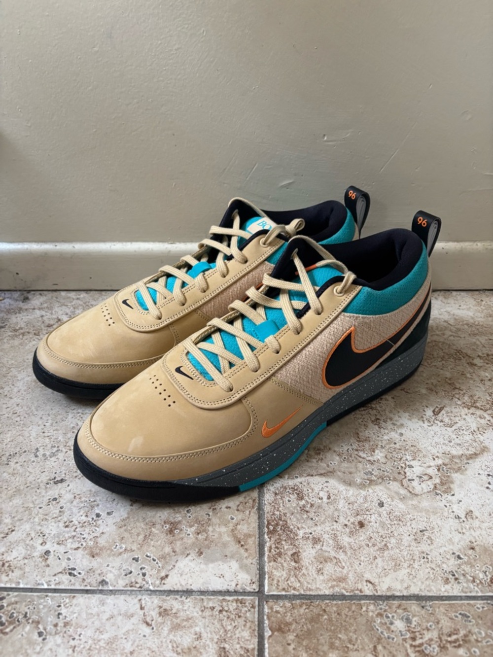 Nike Book 1 Mowabb Mens Size 18 Sesame Black Bright Mandarin IF2406 200